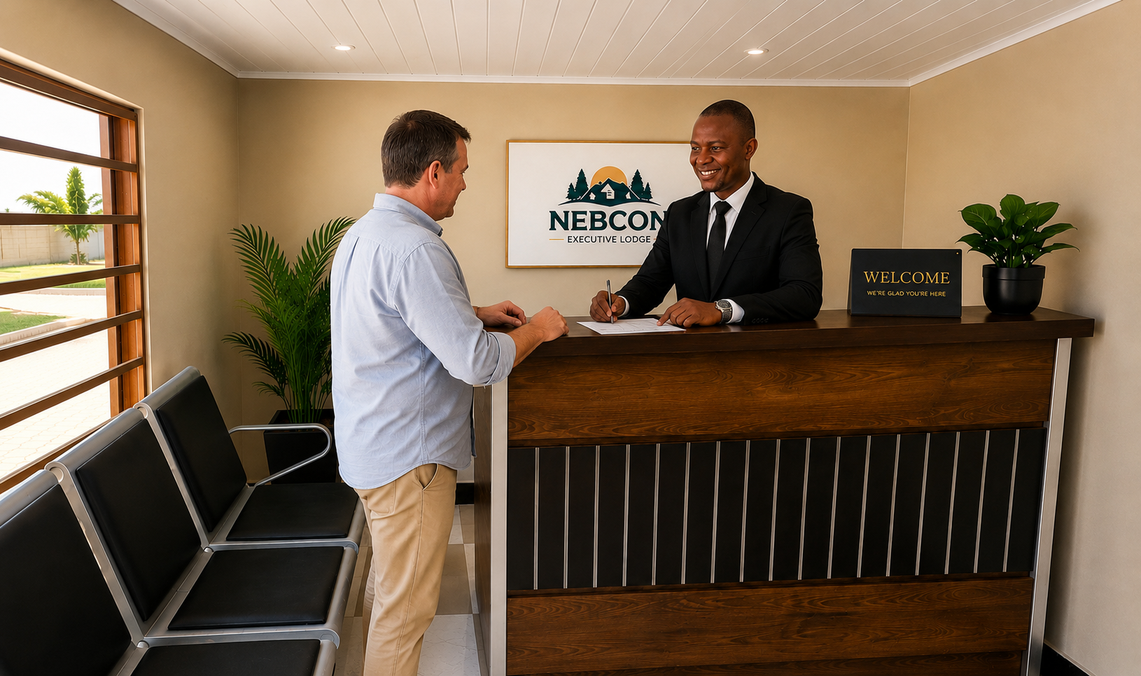 Friendly reception check-in at Nebcon Executive Lodge